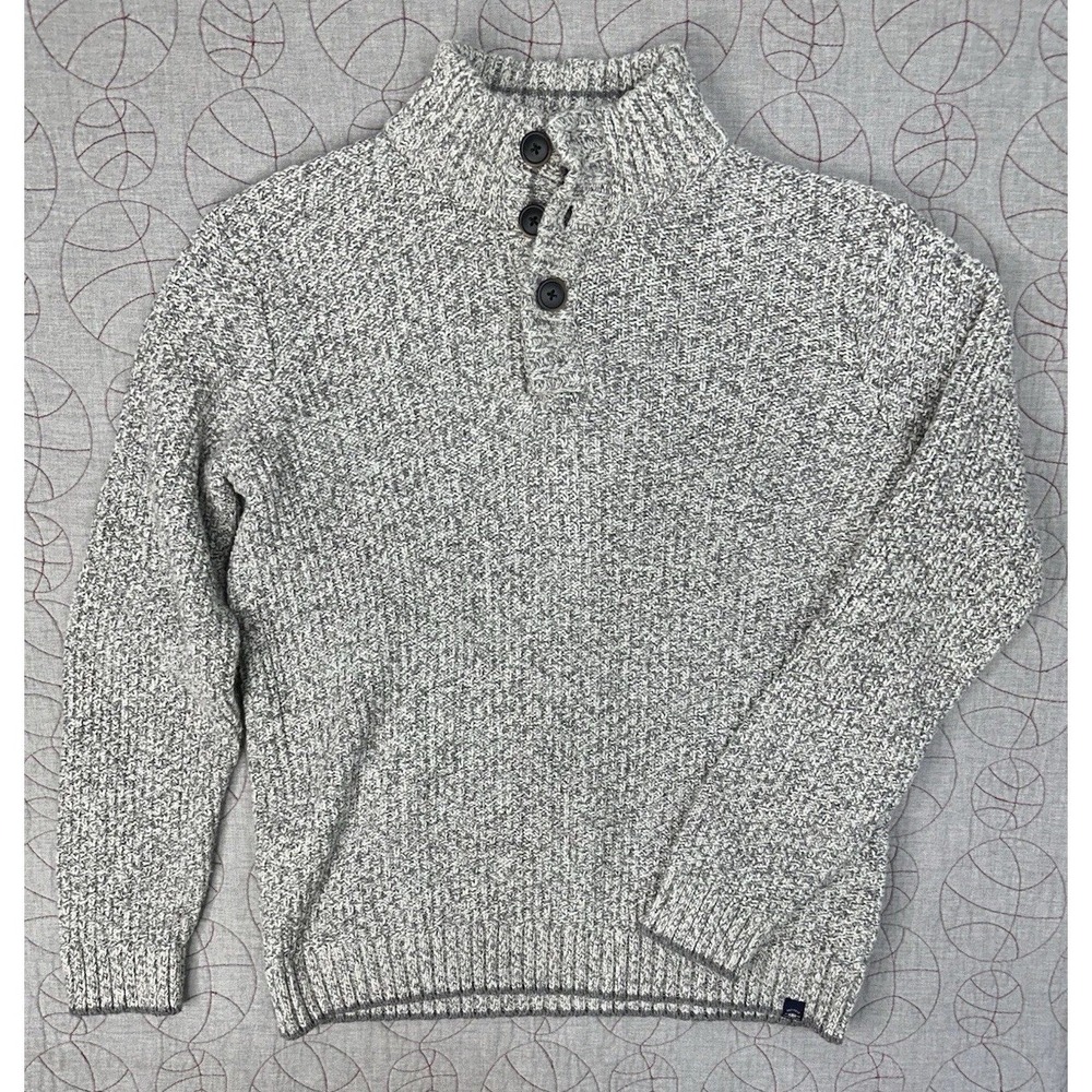 FatFace Hove Jumper Grey Twist Button Half Neck Sweater / Women's XL